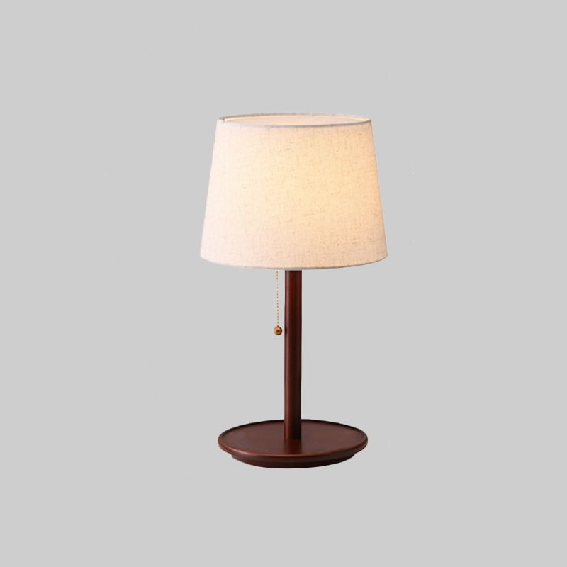 1 tête de table conique légère tissu moderniste petite lampe de bureau en brun rouge / bois avec chaîne de traction