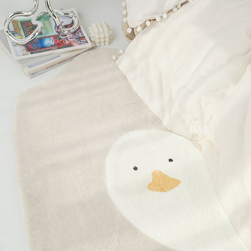 Apricot Simple Rug Polyester Duck Indoor Rug Non-Slip Backing Rug for Sitting Room