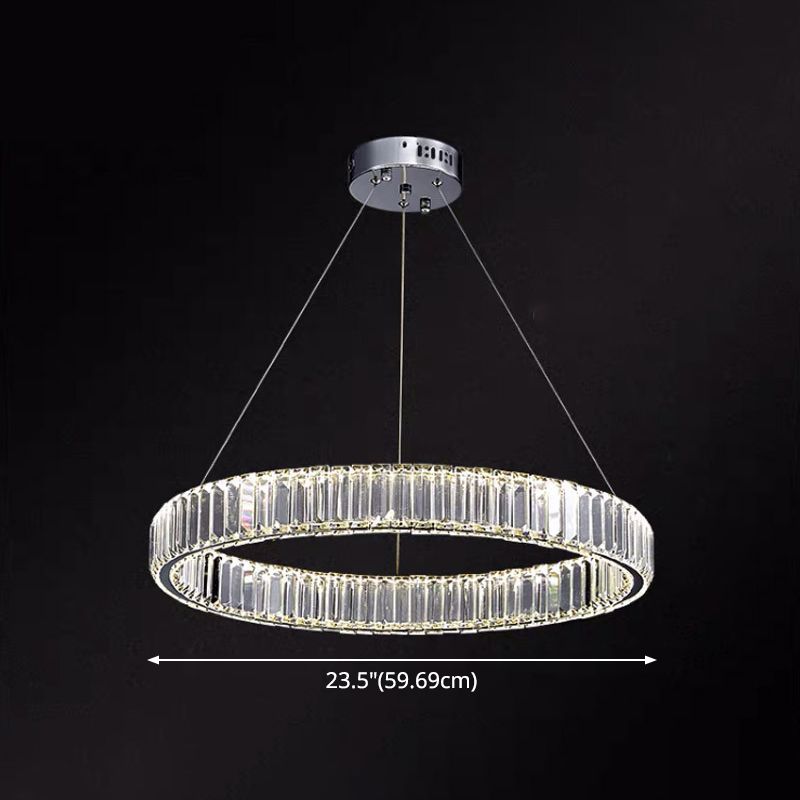 Ultra-modern Ring LED Chandelier Lamp Crystal Suspension Pendant Light for Living Room