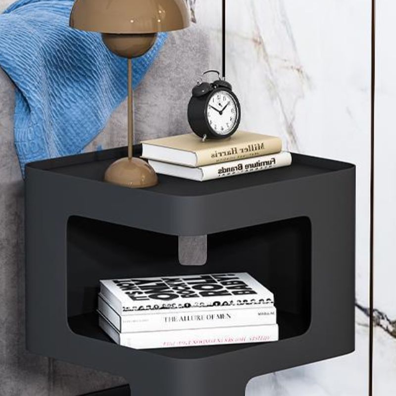 Metal Abstract Base End Table 21.65" Tall Square Top Side Table with Storage