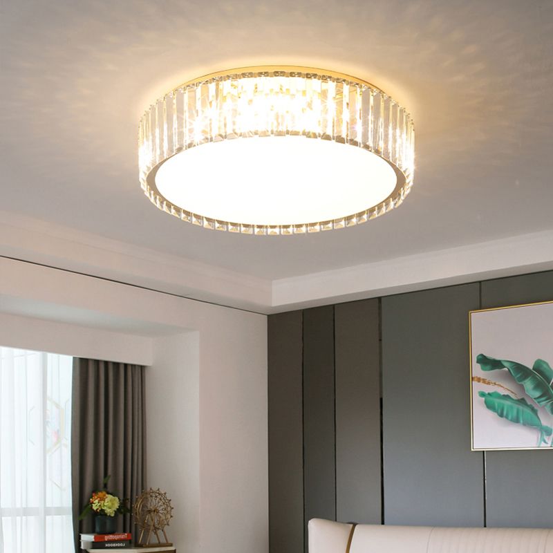 Champagne Geometric Shape Flushmount Light Simple Style Crystal LED Flush Ceiling Light