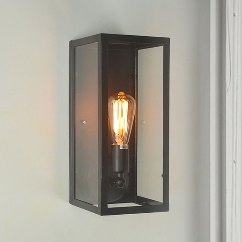 Iluminación de pared de vidrio transparente de pared rectangular industrial vintage para cafetera para cafetería