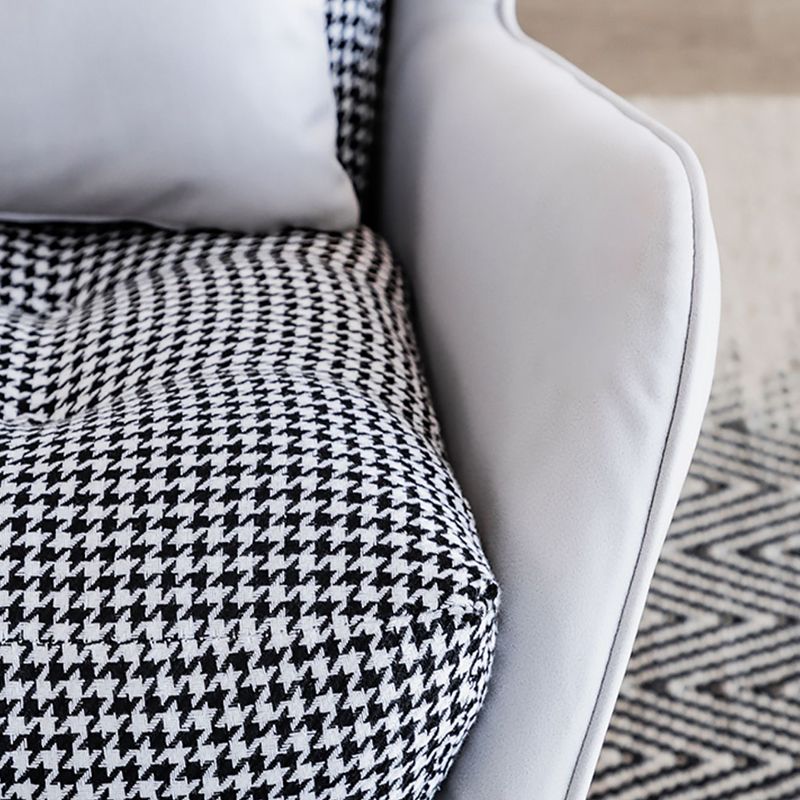 Modern Rocker Tufted Cushions Patchwork Fabric Rocking Chair with Pillow