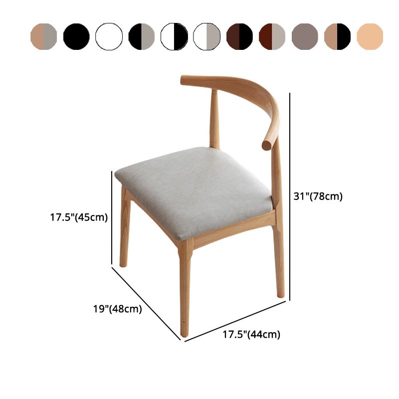 Silla lateral escandinava para el hogar, silla de comedor tapizada de madera con respaldo abierto