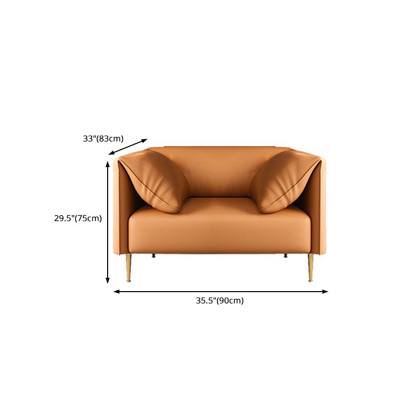 Faux Leather Modern Pillow Top Arm Sofa Standard Sofa for Living Room, Apartment