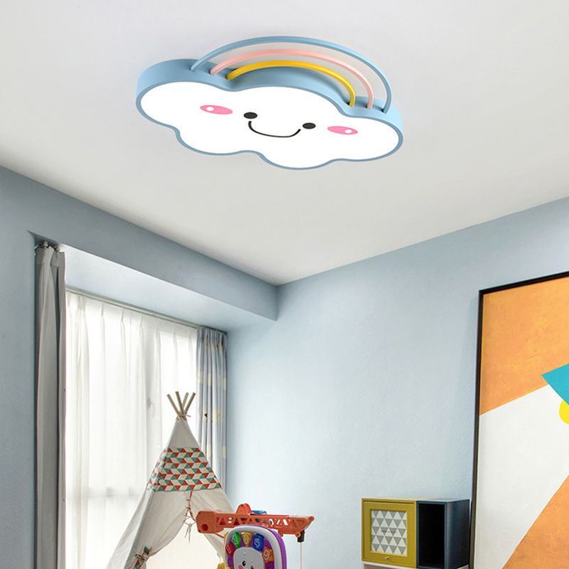 Cloud Pattern Flush Mount Light Acrylic Three color Light Fixture for Kid's Room