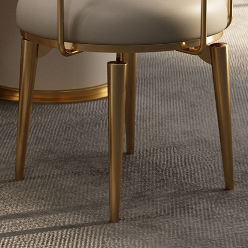 Upholstered Arm Chair Glam Style Open Back Dining Chairs with Metal Legs