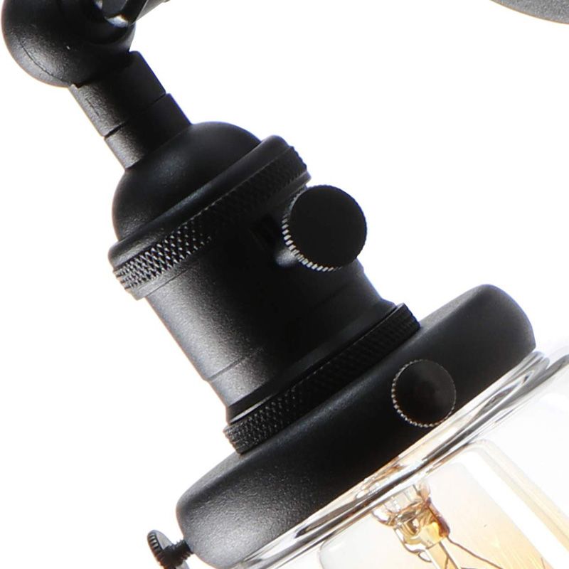 Cone Shade Coffee Shop Wall Lighting Industrial Clear Glass 1 Light Black Sconce Lamp in Black