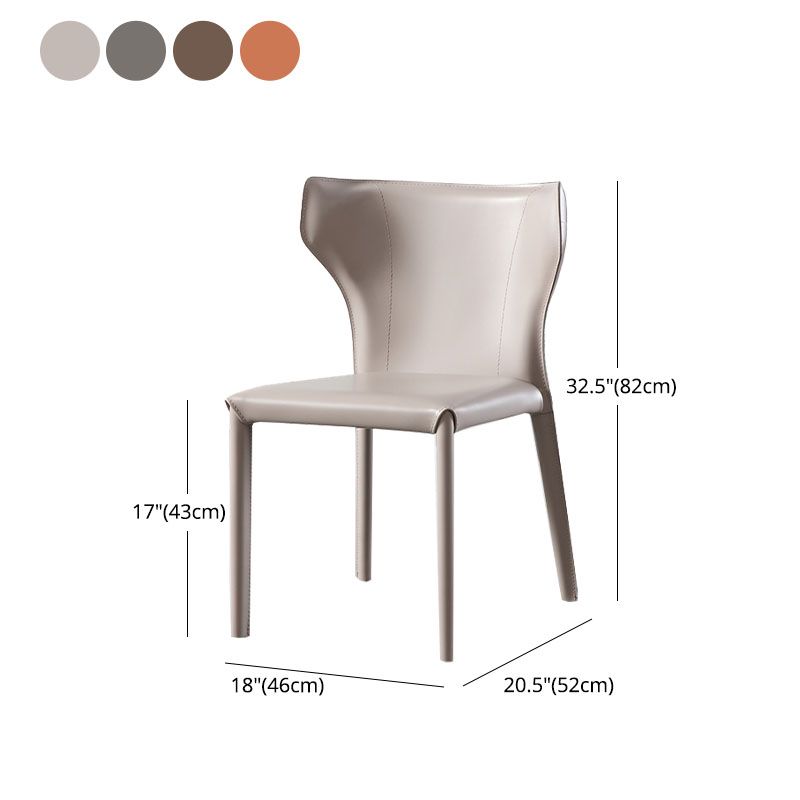 Silla de comedor de cuero moderna, silla lateral sin brazos con respaldo para uso doméstico