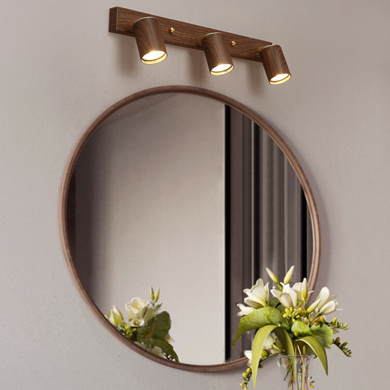 Cylinder Shape Metal Vanity Lights Modern Style Multi Lights Vanity Light Fixture in Brown