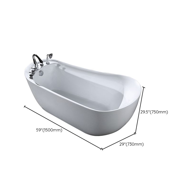White Acrylic Oval Bathtub Soaking Freestanding Tub with Faucet