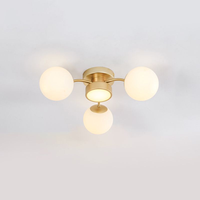 Modern Flush Light Fixtures Glass Sphere Flush Mount Lamp in Gold for Living Room
