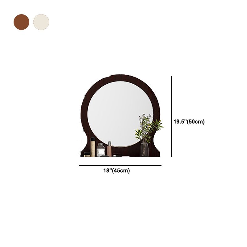 Scandinavian Solid Wood Dresser 1-Drawer Vanity Table with Stool and Mirror