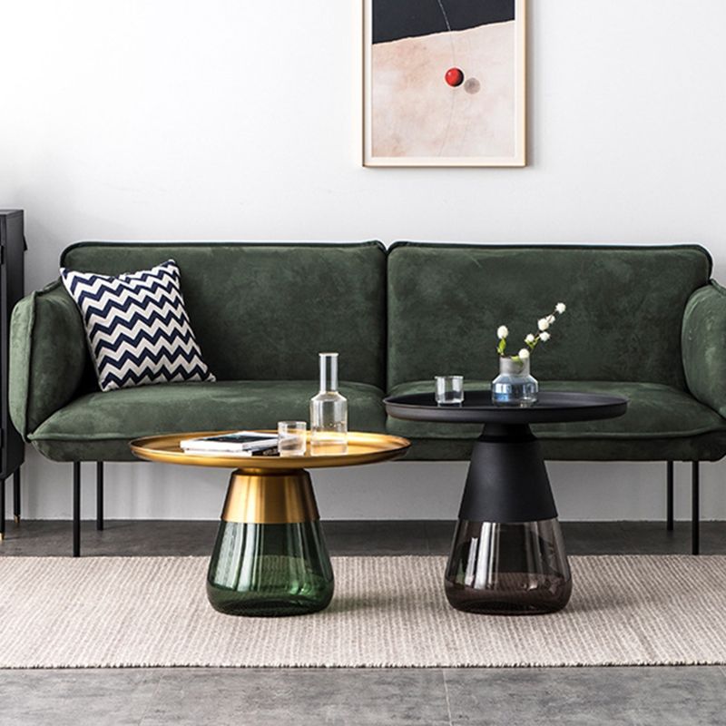 16.5"/20.4" Tall Glass Pedestal Metal Round Tray Top Coffee Table