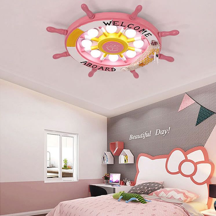 Kids Flush Mount Light Rudder Metal LED Ceiling Mount Light Fixture for Children's Room