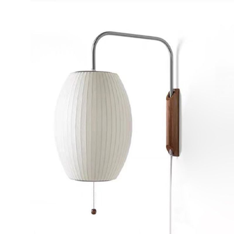 Wood Geometric Wall Sconce Lights Modern Style 1 Light Wall Mounted Lamp in White