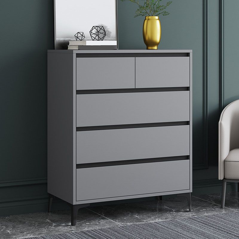 Modern Gray Storage Chest Soft-Close Drawers Wood Dresser for Bedroom