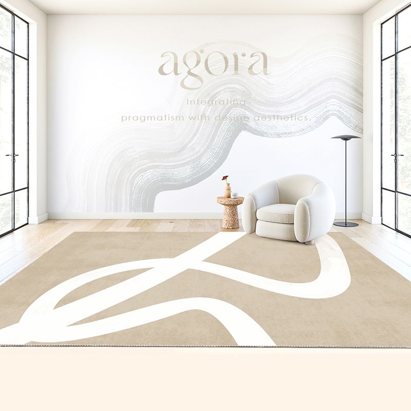 Dark Brown Modern Rug Polyester Irregular Color Piece Rug Washable Rug Sitting Room