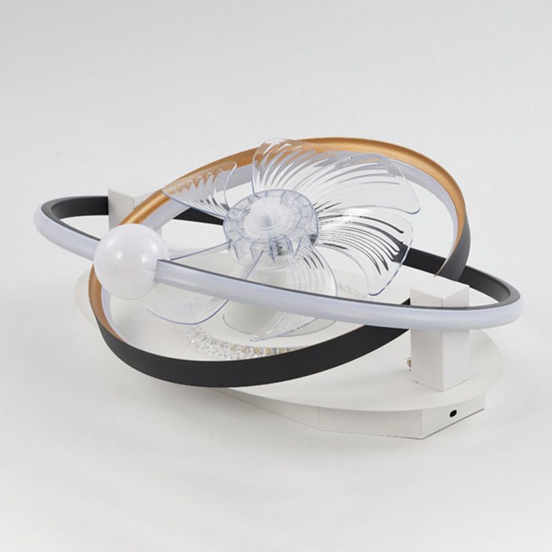 Metal Round Shape Ceiling Fan Modern Style 4 Lights Ceiling Fans Fixtures