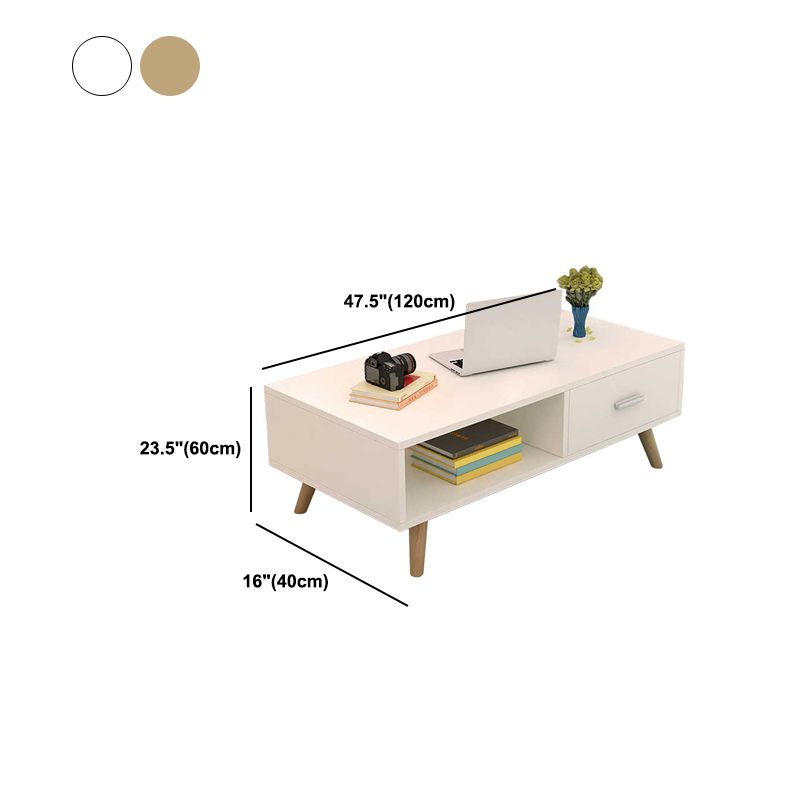 Modern Style Wood Cocktail Table Shelf Included 4 Legs Coffee Table