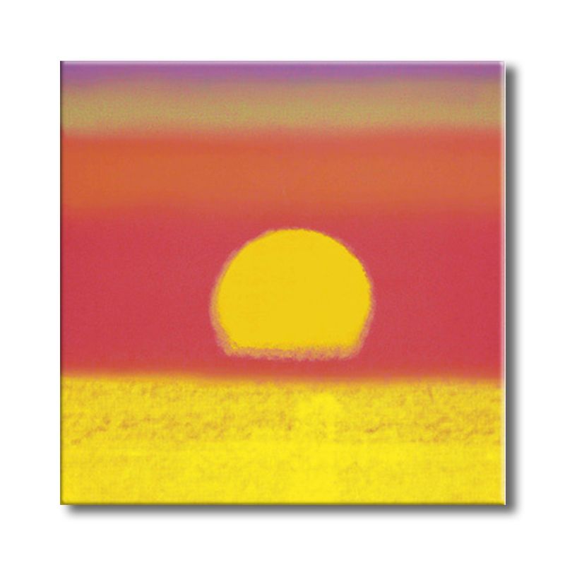 Canvas Textured Painting Children's Art Sunrise Wall Decor in Dark Color for Hallway