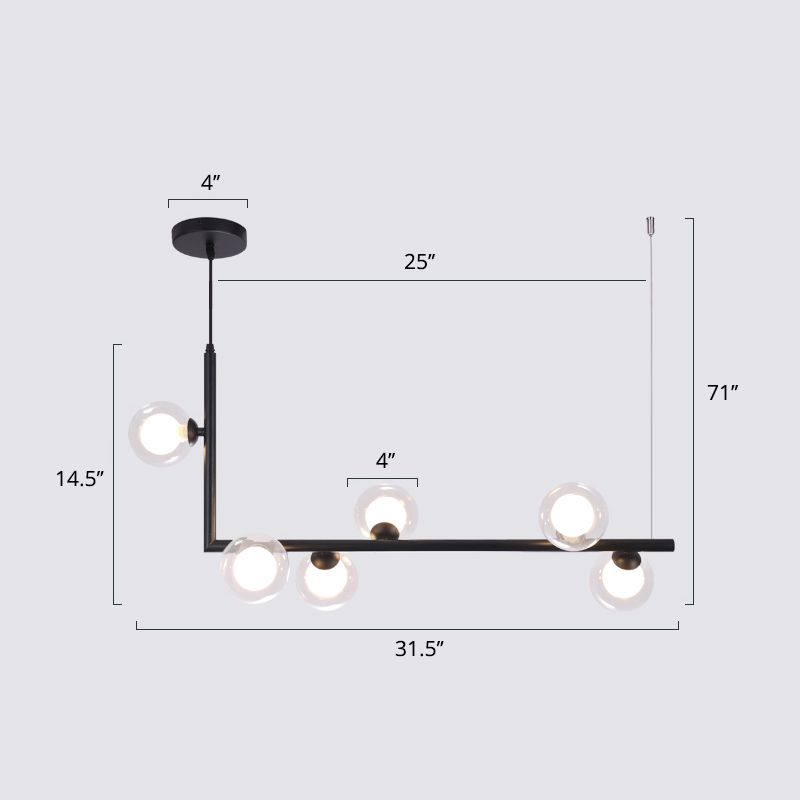 Ball Hanging Island Light Postmodern Glass Suspension Candant Light per sala da pranzo