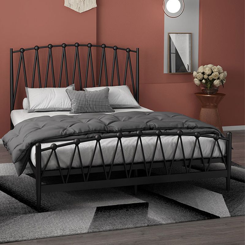 Glam Iron Frame Bed with Open-Frame Arched Headboard and Metal Legs