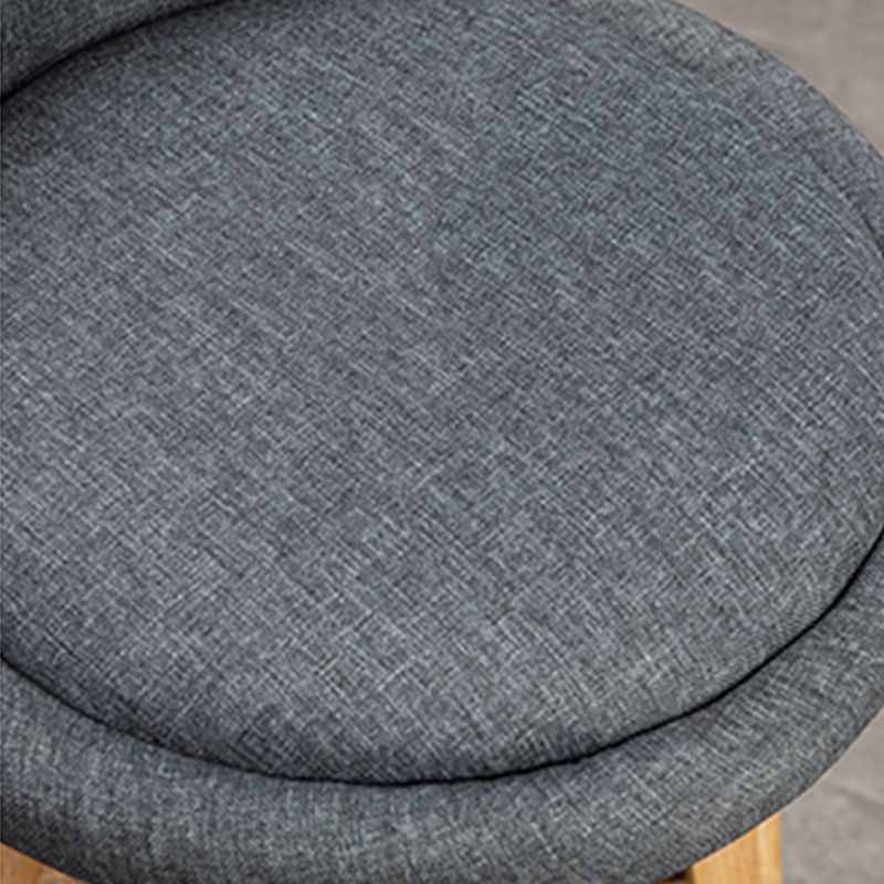 Scandinavian Wood Barstool Faux Leather Low Back Counter Stool