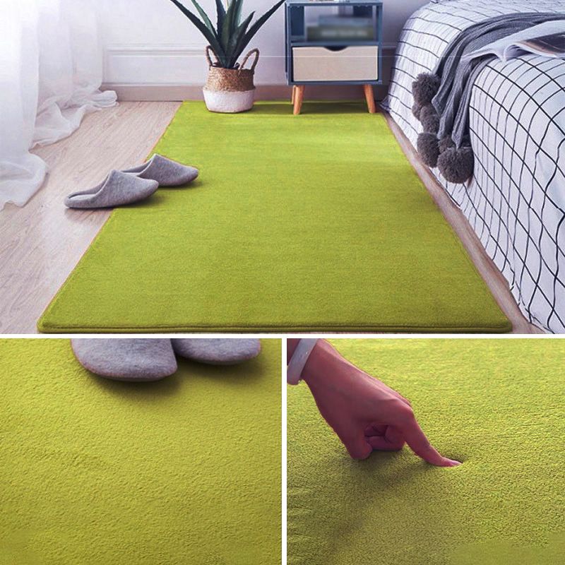 Solid Color Living Room Rug Carpet Polyester Washable Area Rug