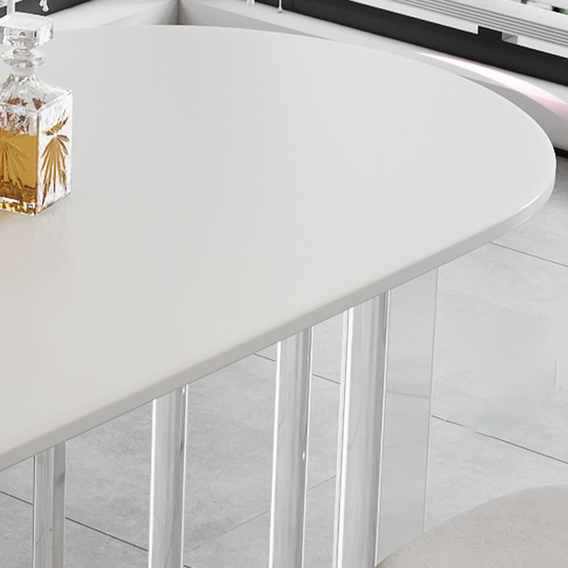 White Top Oval Dining Table Stone Dining Table with Acrylic Base