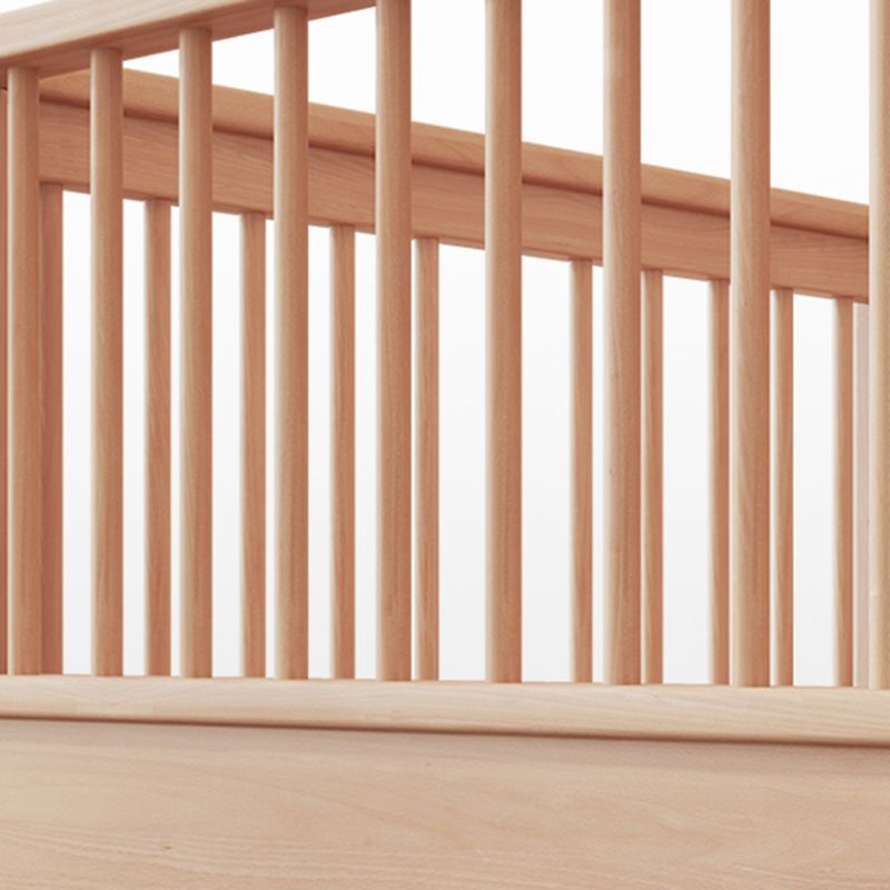 31.49" Tall Nursery Crib in Natural Baby Crib with Guardrails