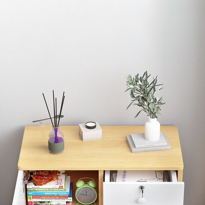 21.6"/28.7" Tall Wooden Nightstand Modern Night Stand With Drawers and Cabinets