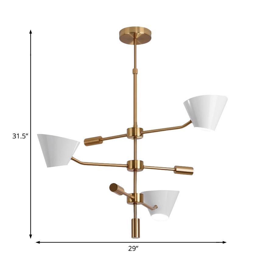 Zweig Metall Kronleuchter Licht moderne 3 Lichter Gold Hanging Deckenleuchte mit klarem Glaskegelschatten