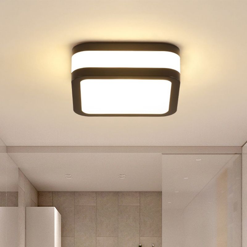 Black/White Cuboid Flush Ceiling Light Simple Style Acrylic LED Ceiling Lamp in Warm/White Light