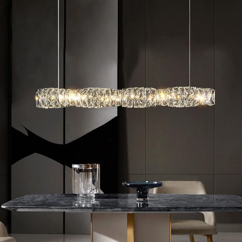Crystal Island Light Modern LED Island Hanging Light for Dining Room