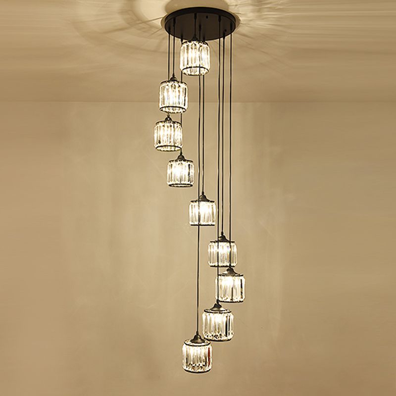 Lampada cilindrica a soffitto multi-soffitto Tri-PRISM Crystal Crystal Sospension Light Secondo