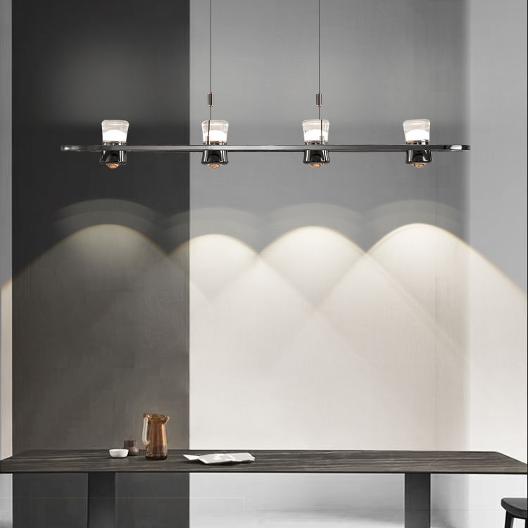Modern Hanging Light Metal Island Light Fixture in Black for Dining Room