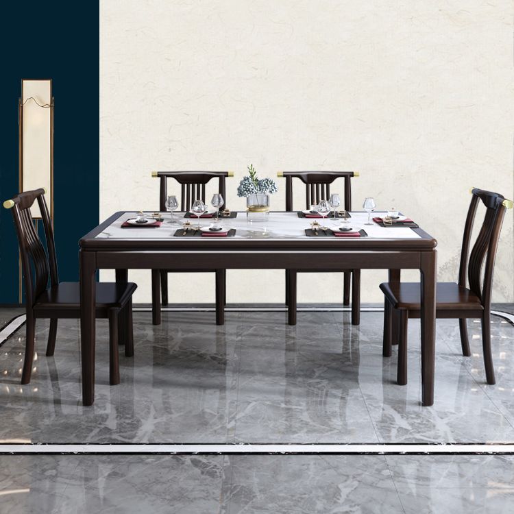 Rechthoek houten kleur eettafel gesinterde stenen tafel halverwege de eeuw met 4 poten