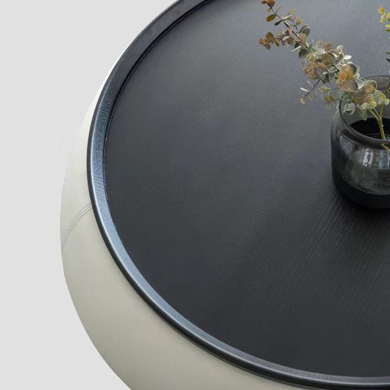 Modern Green/Orange/White Wood Round Pedestal Coffee Table with Storage