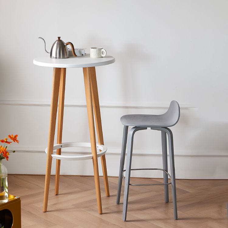 Indoor Armless Low Back Bar Height Stool Beech Solid Wood Bar Stool