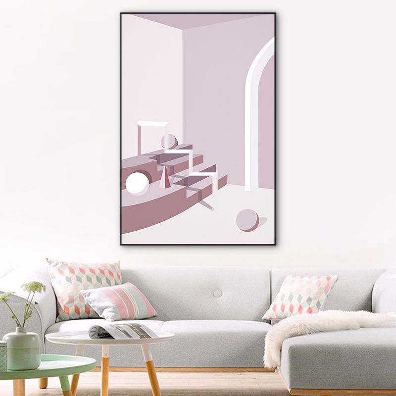 Modern Wall Art Decor Pastel Color Illustration Geometric and House Interior Canvas