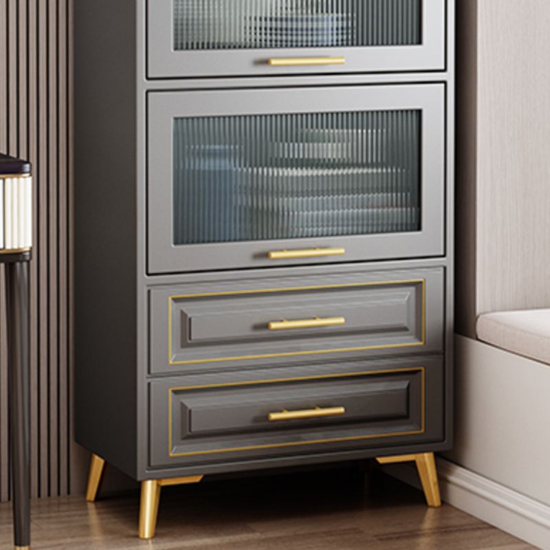 Contemporary Grey Cabinet with Glass Door and 2 Soft Close Drawers