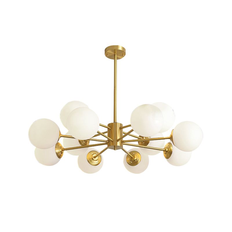 Contemporary Gold Frame Chandelier Light Fixtures Glass Hanging Chandelier for Bedroom