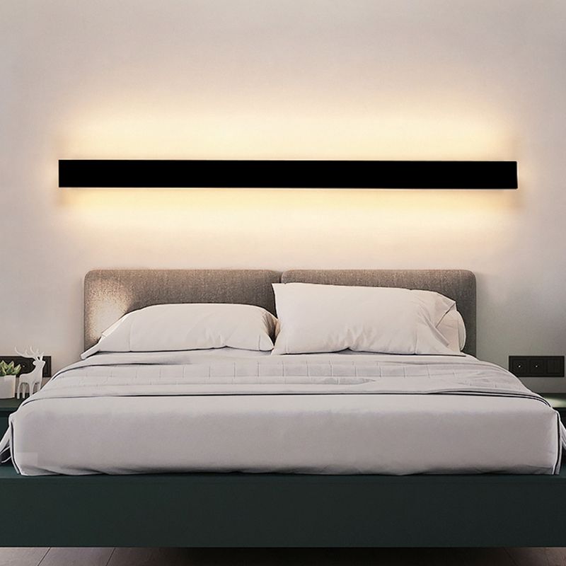 Forma lineal de metal apliques de pared estilo moderno 1 iluminación de montaje de pared de luz en negro