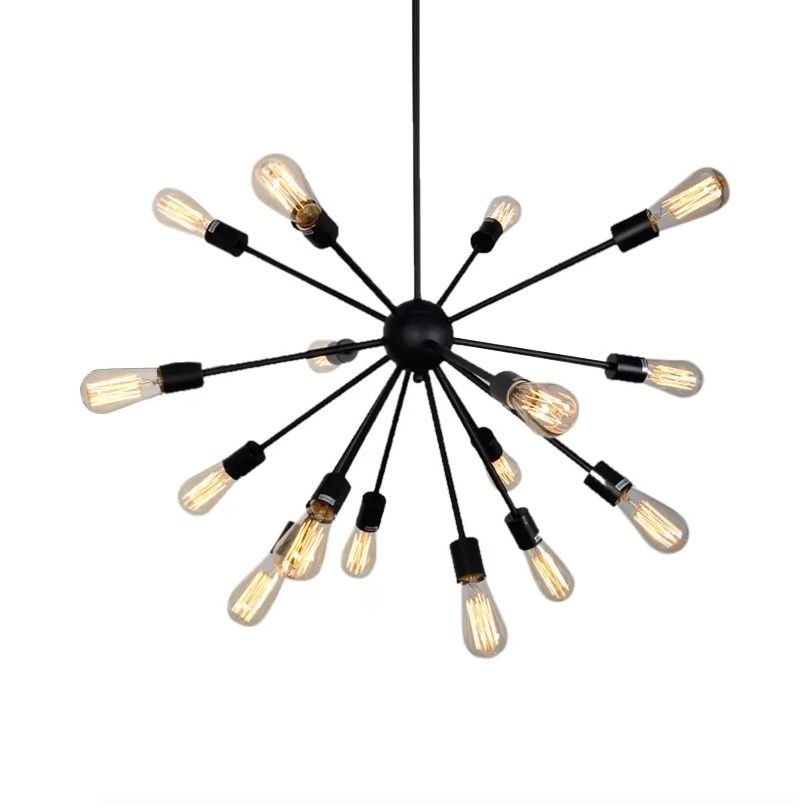 Sputnik Chandelier Pendant Light Nordic Metal 16 Lights Black Hanging Pendant Lamp