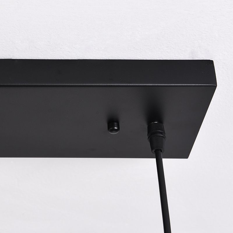 Rectangular Diner Hanging Lamp Industrial Metal 4-Bulb Black Cage Island Lighting