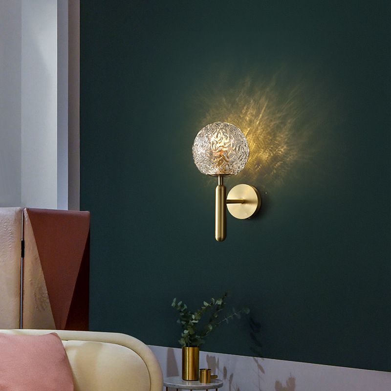 Nordic Style Crystal Wall Light Gold Globe Wall Sconce for Living Room