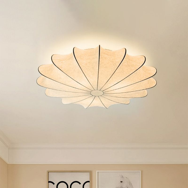 16"/23.5"W Scalloped Flush Mount Light Contemporary Fabric 1/3 Light White Flush Ceiling Light