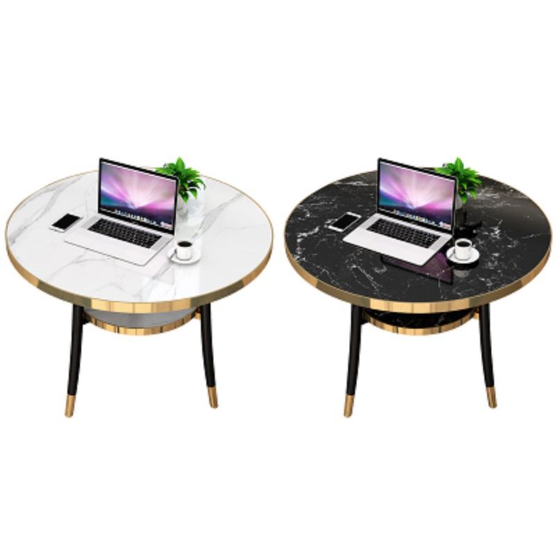 Mesa de comedor redonda contemporánea de metal mesa de comedor de madera fabricada con piernas