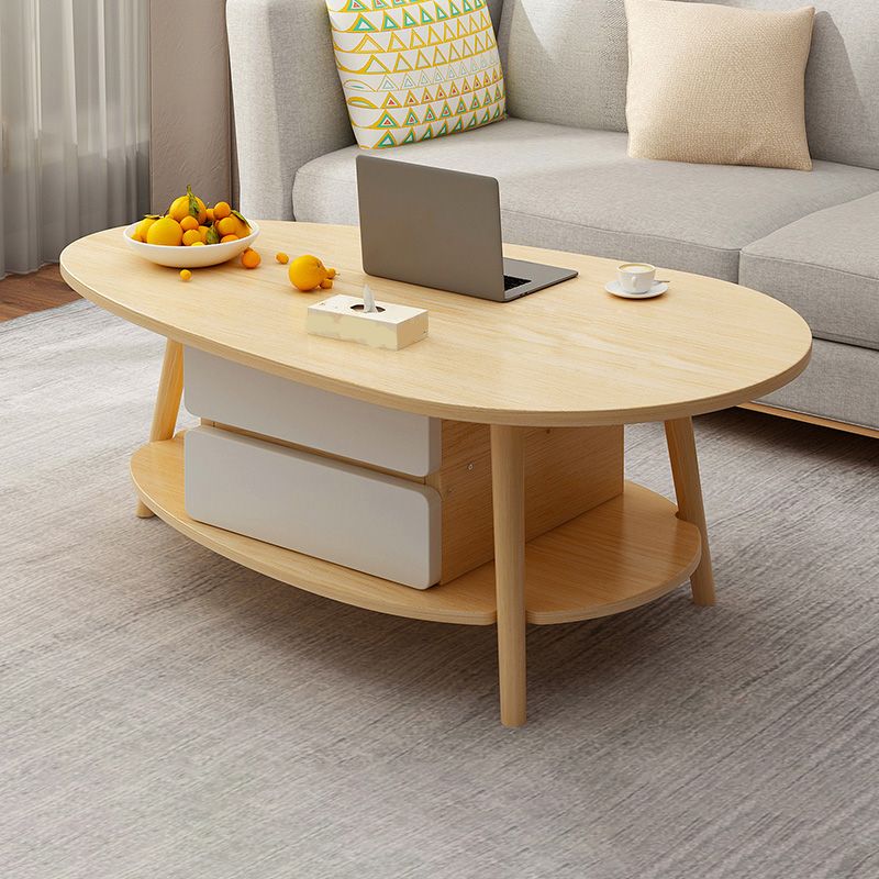 Contemporary Wooden Single Coffee Table 4 Legs Cocktail Table